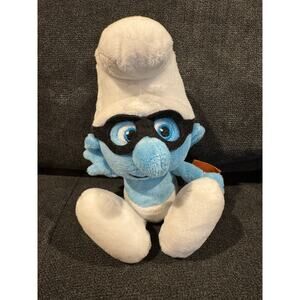Vintage Brainy Smurf 10” Plush Collectible Toy with Book